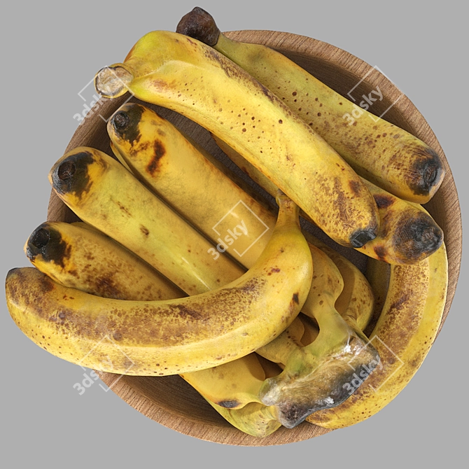 Fruit Bowl with Bananas 3D 3D model image 2