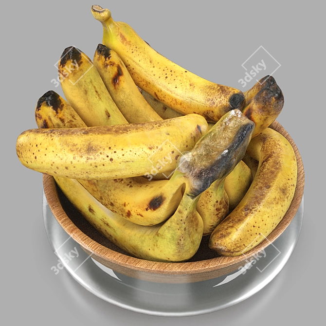 Fruit Bowl with Bananas 3D 3D model image 3