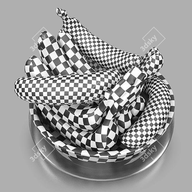 Fruit Bowl with Bananas 3D 3D model image 6