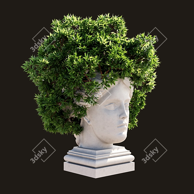 Translated Description: "Pot with a flower instead of 'hair'"
Title:  Flower Pot Hair Planter 3D model image 1