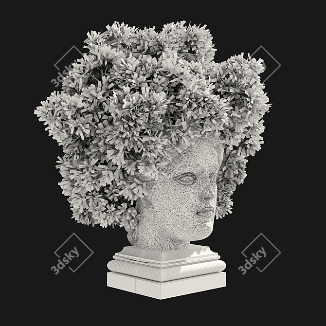 Translated Description: "Pot with a flower instead of 'hair'"
Title:  Flower Pot Hair Planter 3D model image 3