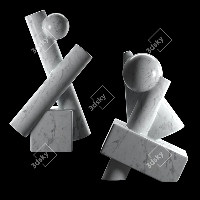 Cubist Carrara Marble Sculptures 3D model image 1