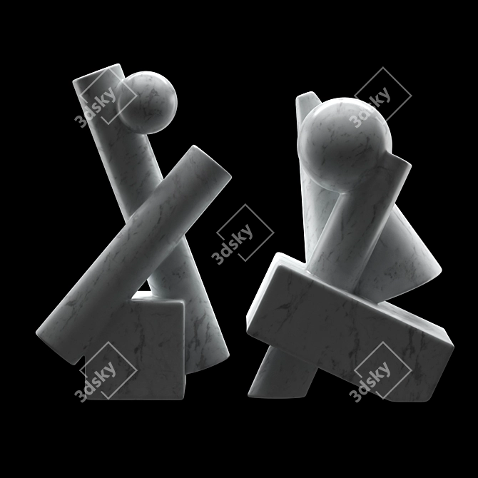 Cubist Carrara Marble Sculptures 3D model image 3