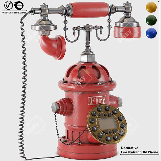 Vintage Fire Hydrant Telephone Art 3D model image 1