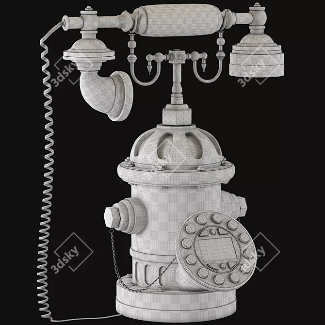 Vintage Fire Hydrant Telephone Art 3D model image 5