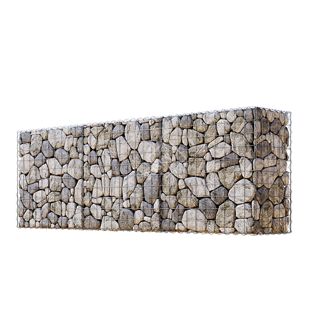 Modern Gabion Wall Section 3D model image 1