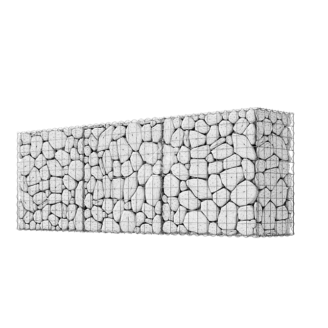 Modern Gabion Wall Section 3D model image 2