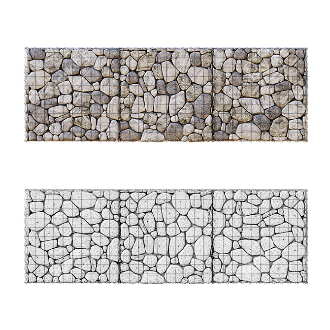 Modern Gabion Wall Section 3D model image 3