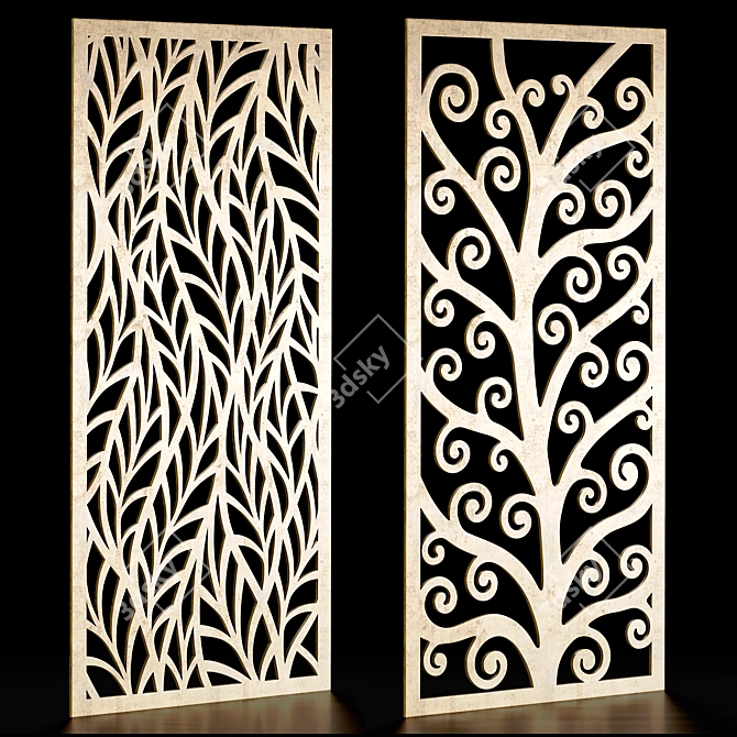 Ornate Carved Panel Set 3D model image 2