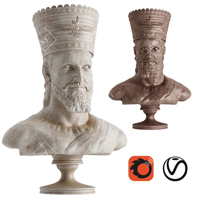 King Cyrus Sculpture: Majestic Replica 3D model image 1