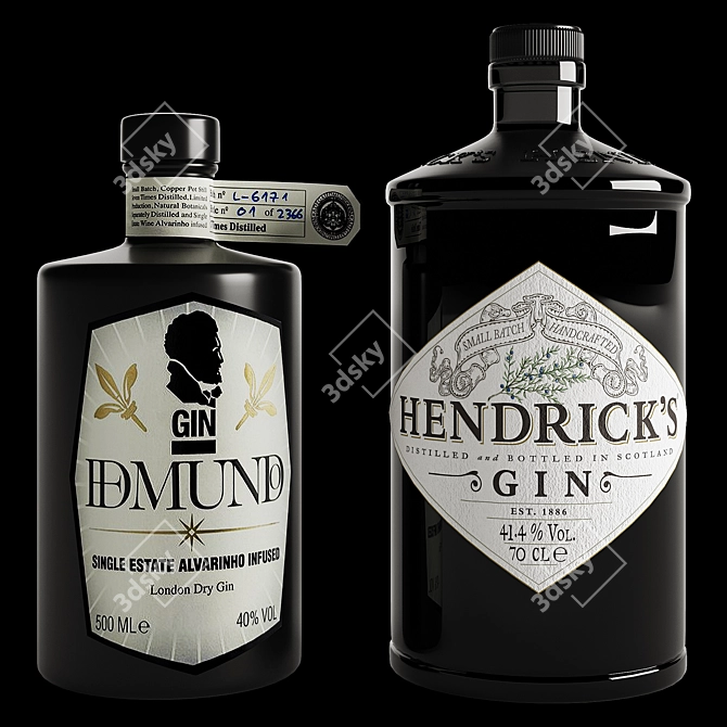 Gin Bottle Set Collection 01 3D model image 3