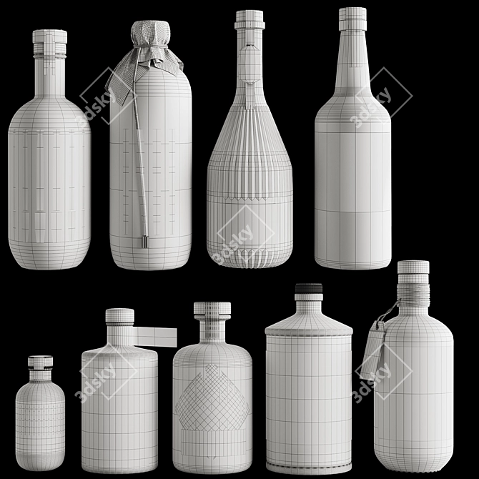 Gin Bottle Set Collection 01 3D model image 6