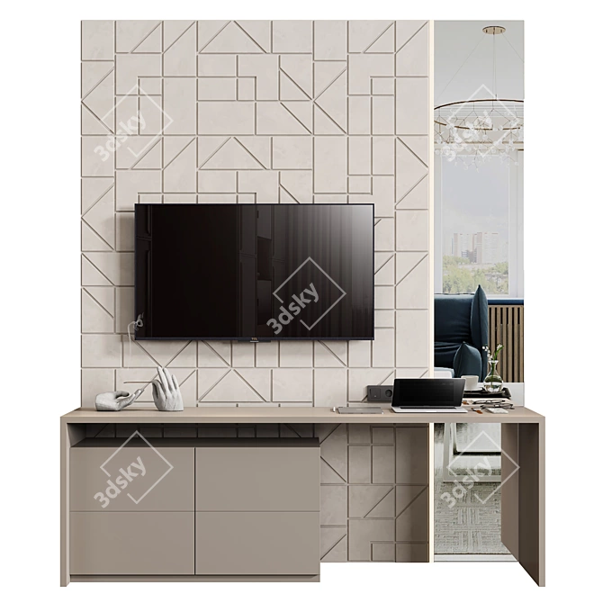 Modern TV Wall Unit Set 3D model image 1