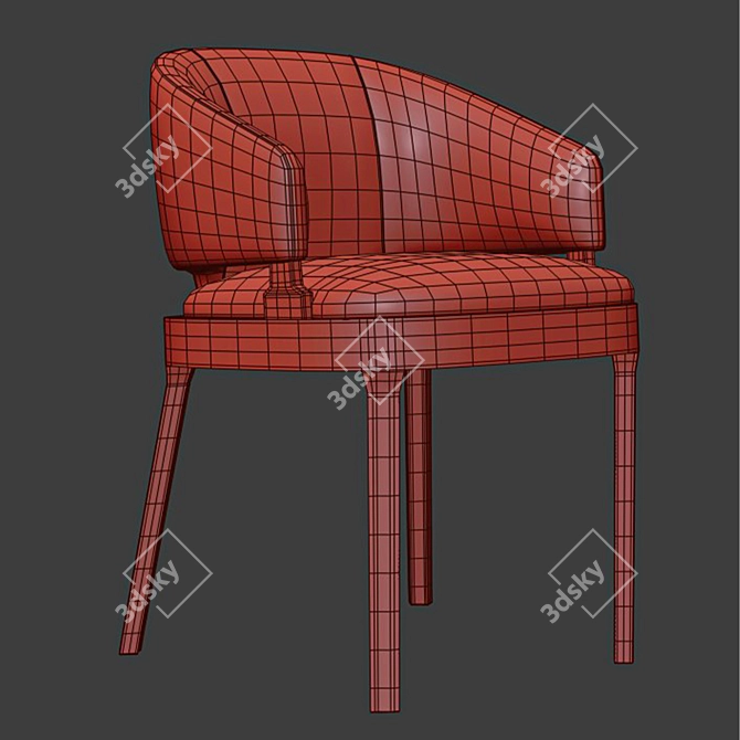 Velvet Custom Dining Chair Oak 3D model image 5