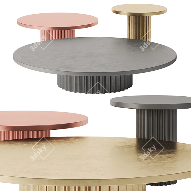 Allure Metal Side Table Set 3D model image 1