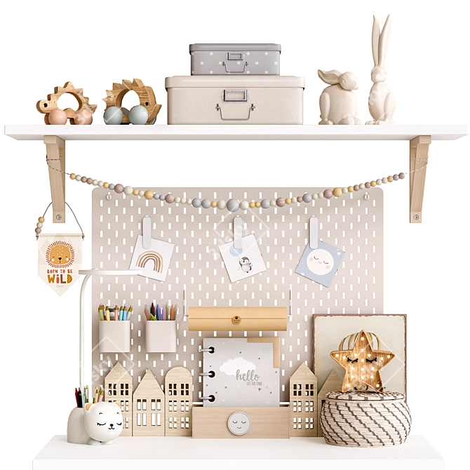 Kids Furniture & Decor Set 3D model image 1