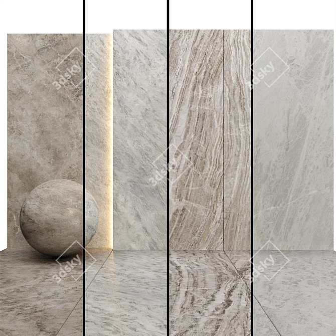 Marble Textured Slab Set 06 3D model image 1