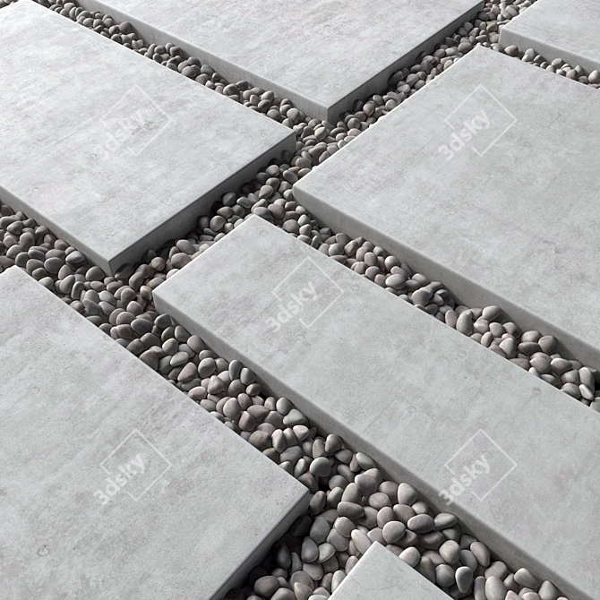 Multi-texture geometric paving set 3D model image 1