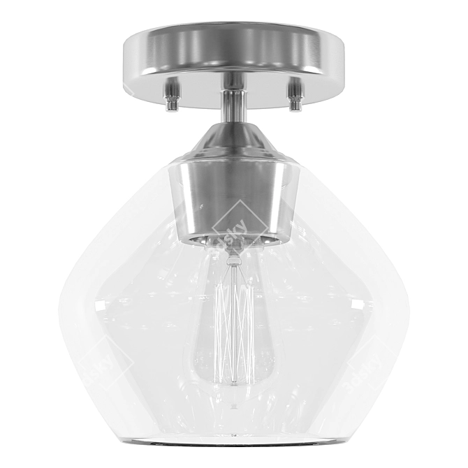 Modern Glass Semi Flush Mount 3D model image 2