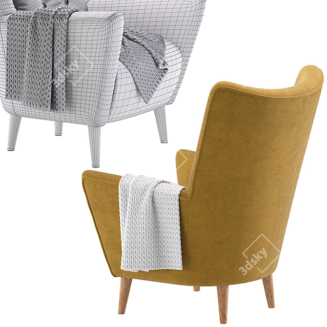 Modern Yellow Armchair Nosta Divan 3D model image 7