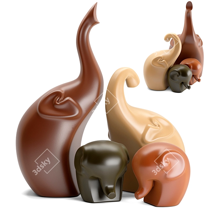 Elegant Elephant Sculptures for Décor 3D model image 1