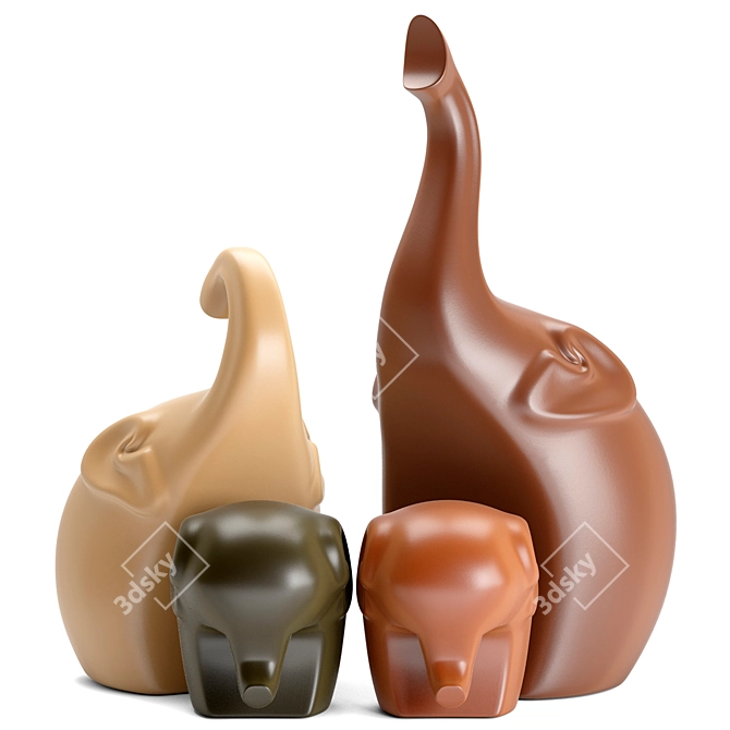 Elegant Elephant Sculptures for Décor 3D model image 3