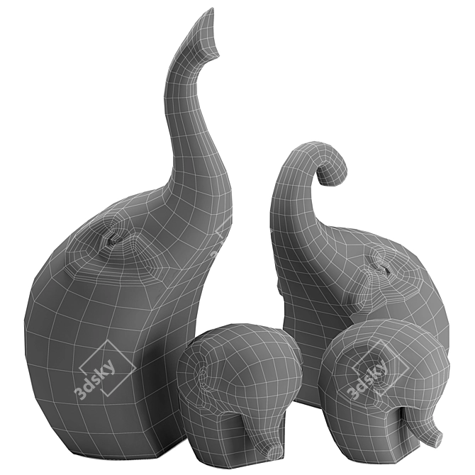 Elegant Elephant Sculptures for Décor 3D model image 7