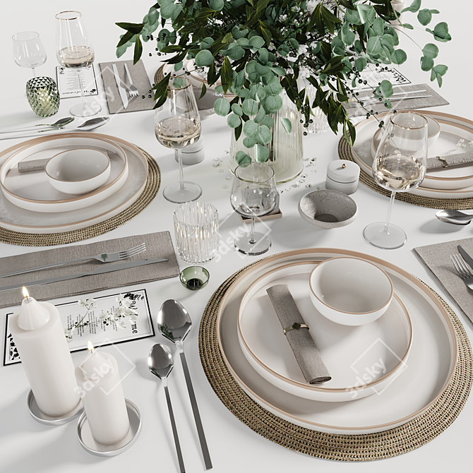 Modern Dining Set for 18 3D model image 6