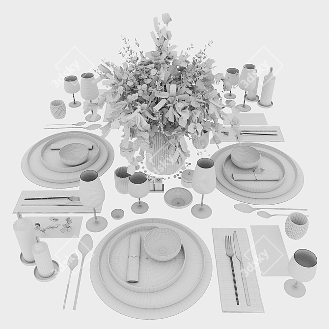 Modern Dining Set for 18 3D model image 7