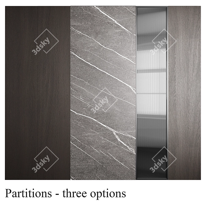 Embossed Glass Decorative Partition Set 3D model image 7