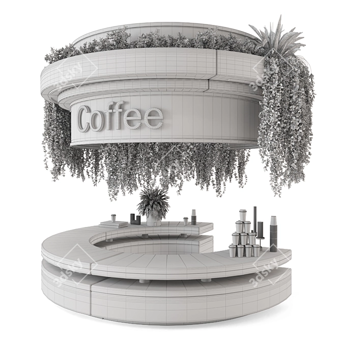 Modern Coffee Reception Desk Plants 3D model image 6