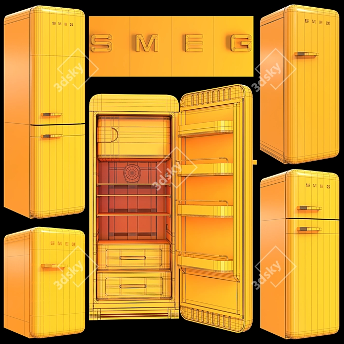 Retro Style Smeg Fridge Set 3D model image 6