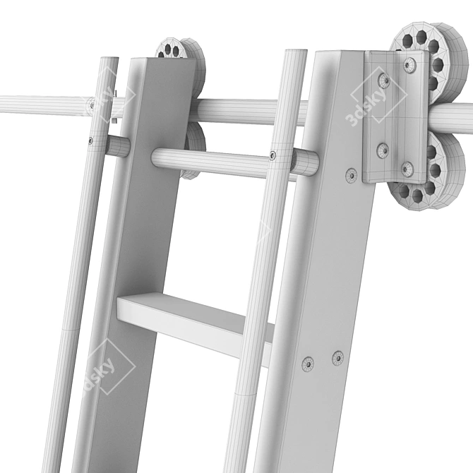 Modern Steel Rolling Library Ladder 3D model image 5