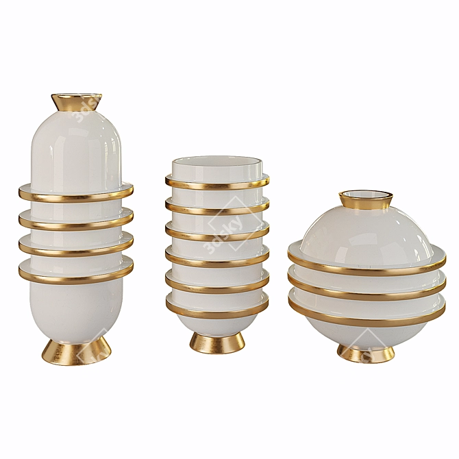 Golden Orbit Porcelain Vases 3D model image 5