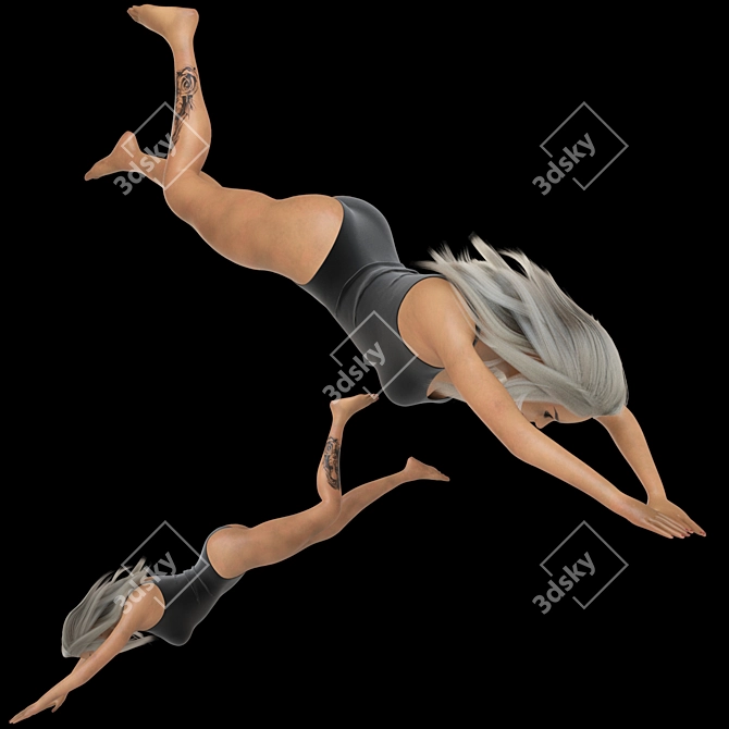 Poolside Diving Girl Figurine 3D model image 1