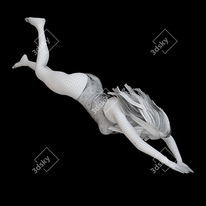 Poolside Diving Girl Figurine 3D model image 3