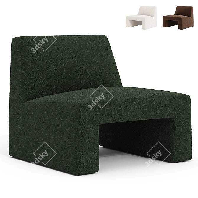 Modern Green Bouclé Accent Chair 3D model image 1