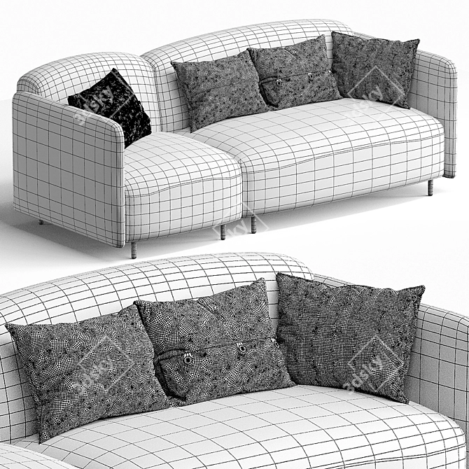 Modern Italian Design Soft Sofa 3D model image 5