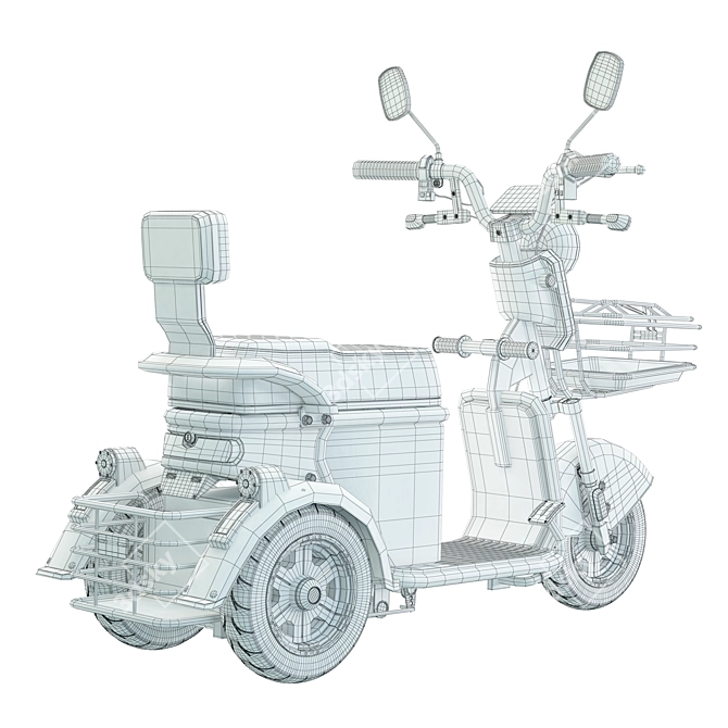 Tri-Wheel Electric Motorcycle Render 3D model image 12