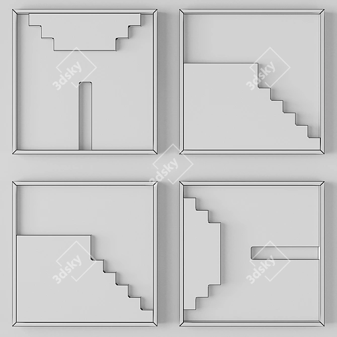 Mod Square Wall Art Set 3D model image 2