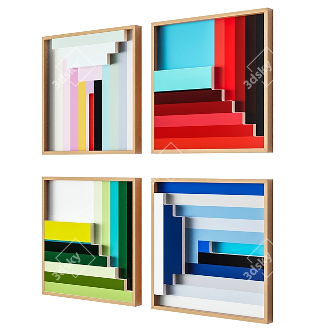 Mod Square Wall Art Set 3D model image 3