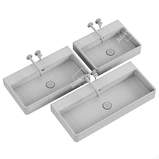 Modern Wall Mounted Sink Collection 3D model image 5