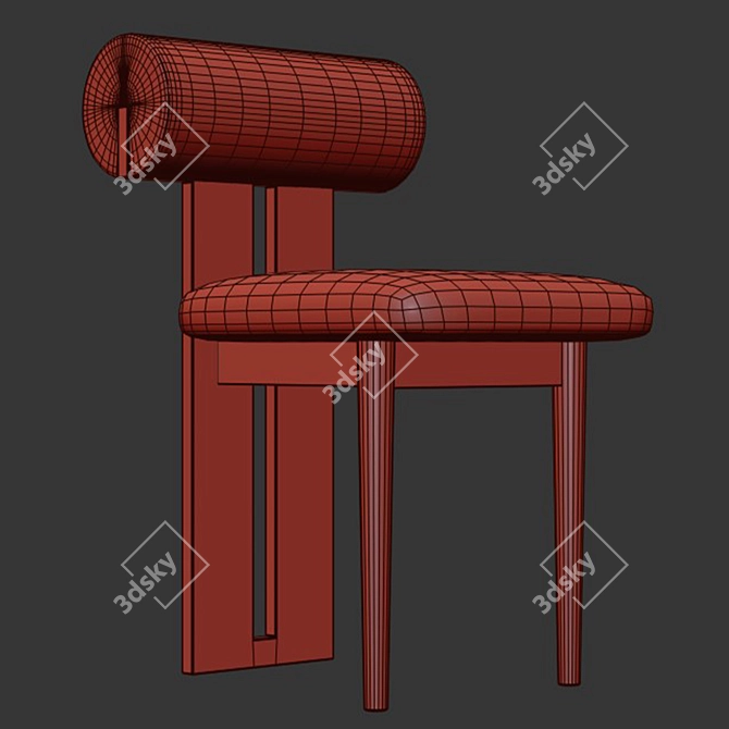 Boucle Upholstered Hippo Chair 3D model image 5