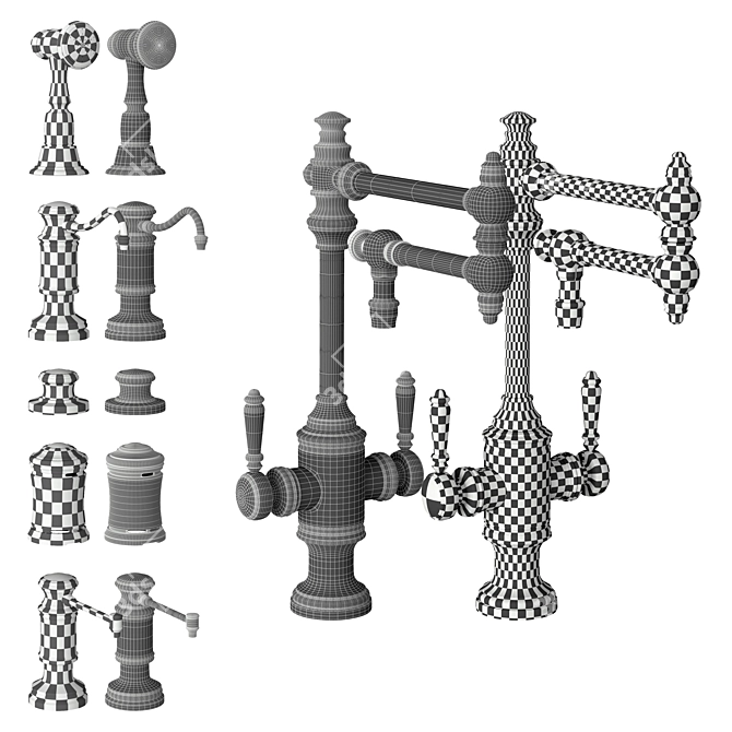 Luxury Towson Kitchen Faucet Set 3D model image 2