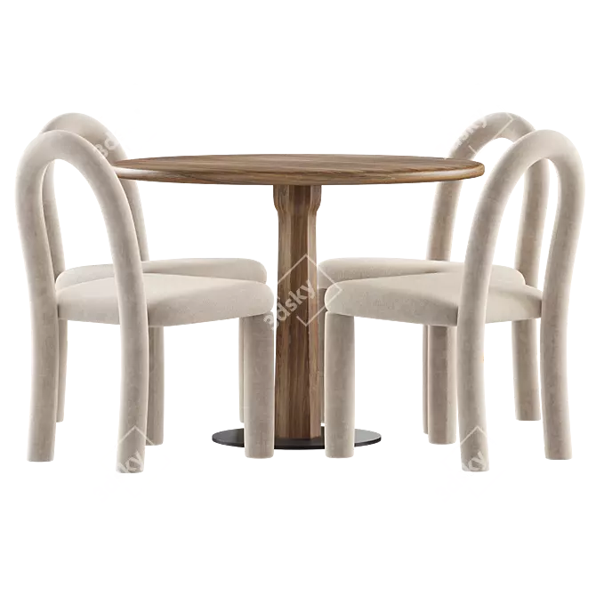 Elegant Dining Set: Temi Chair & Round Table 3D model image 2