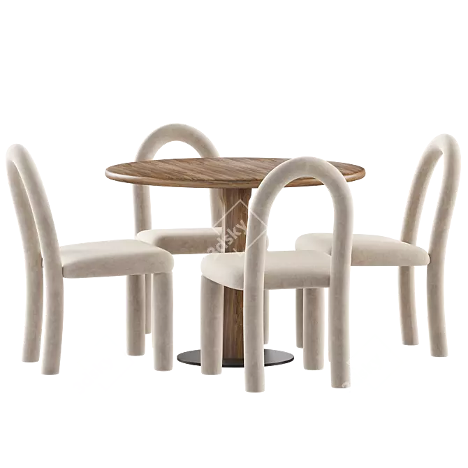 Elegant Dining Set: Temi Chair & Round Table 3D model image 4