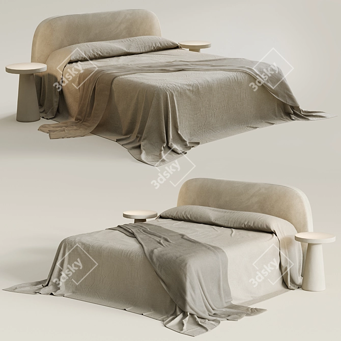 Neutral Linen Bedding Set 3D model image 1