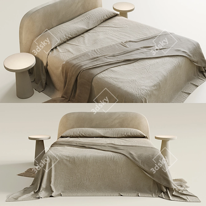 Neutral Linen Bedding Set 3D model image 2