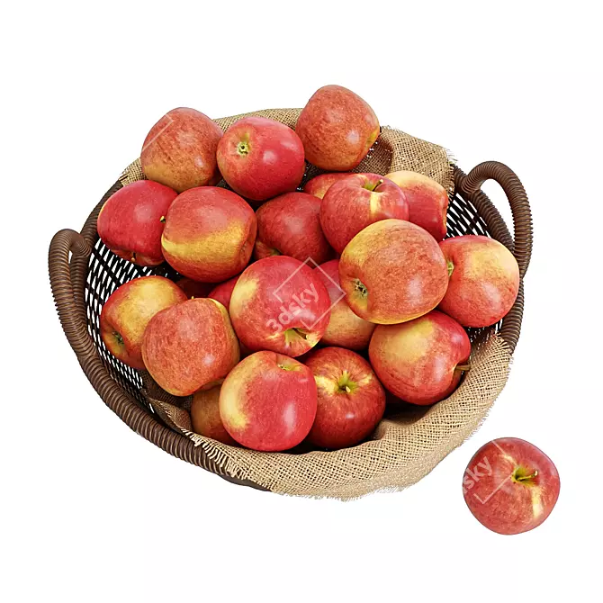 Fruitful Basket, Natural Delight, Apple Appeal 3D model image 2