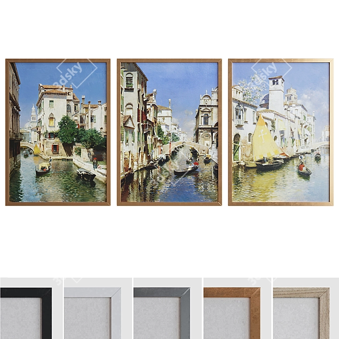 Venetian Landscape Frame Set 3D model image 1